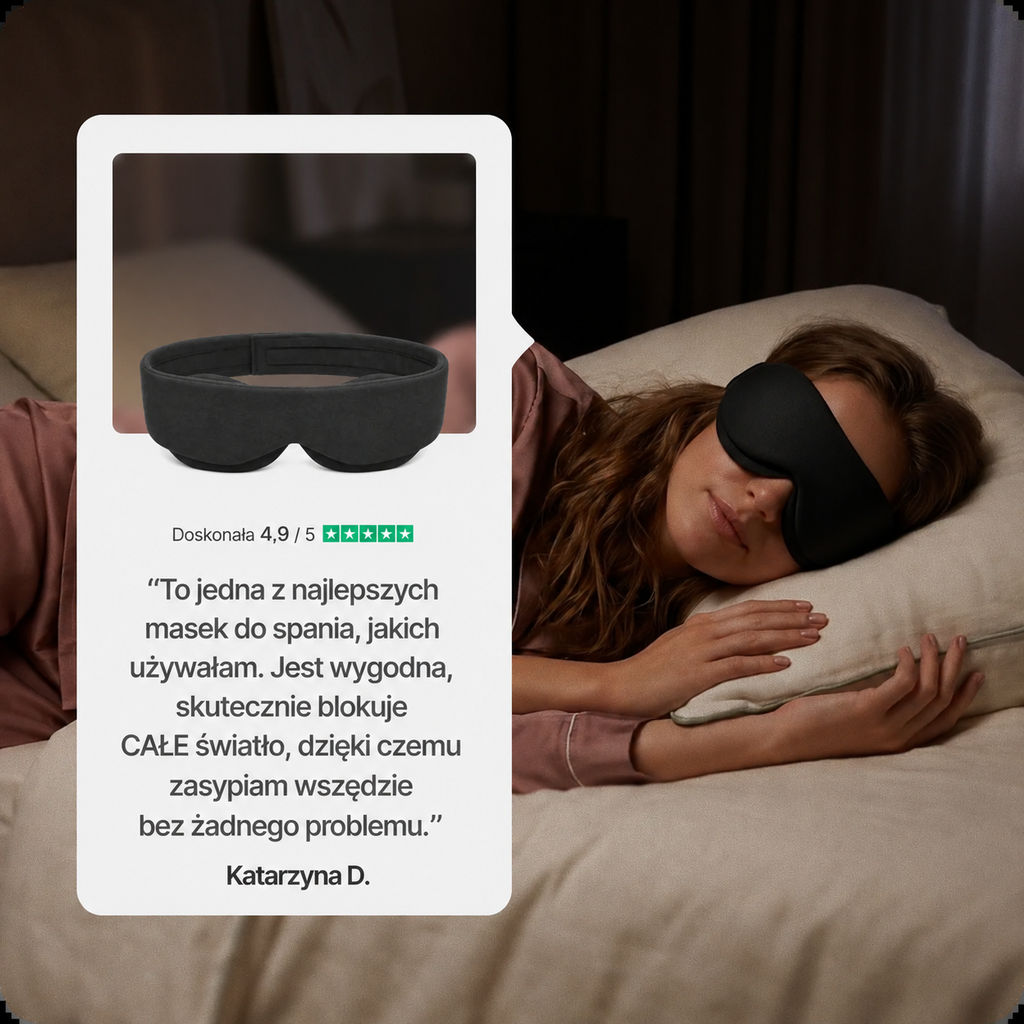 Nordycka Noc™ - maska zaciemniająca 3D do głębokiego snu